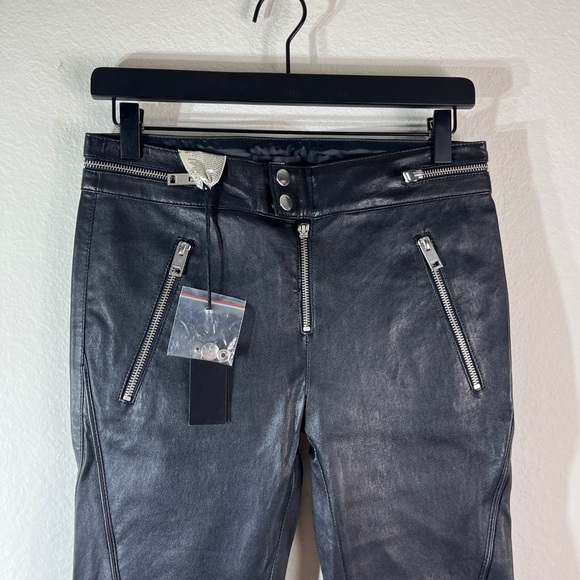 NWT $998 Diesel 'L-Elide' Leather Pants w/ Zipper-Detail in Black Sz 28 - Picture 3 of 11